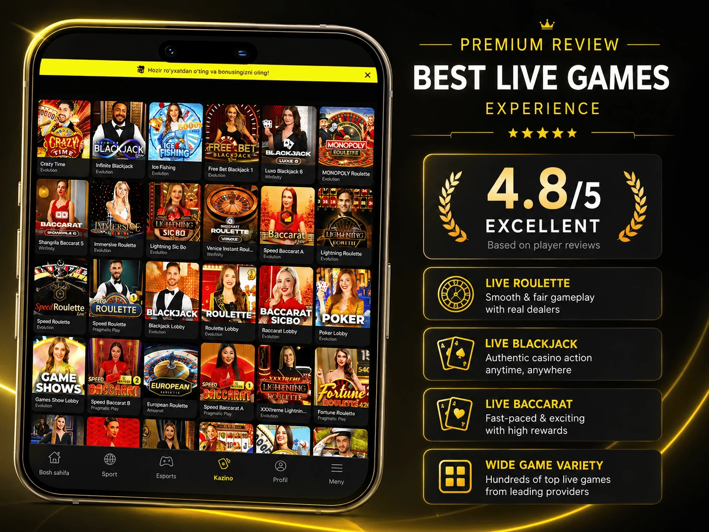Parimatch Uzbekistan best live games review image in English