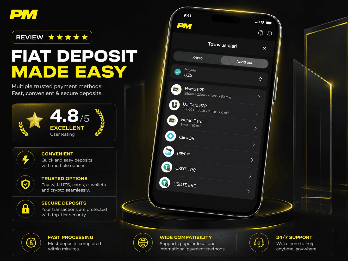 Parimatch Uzbekistan fiat deposit review image in English
