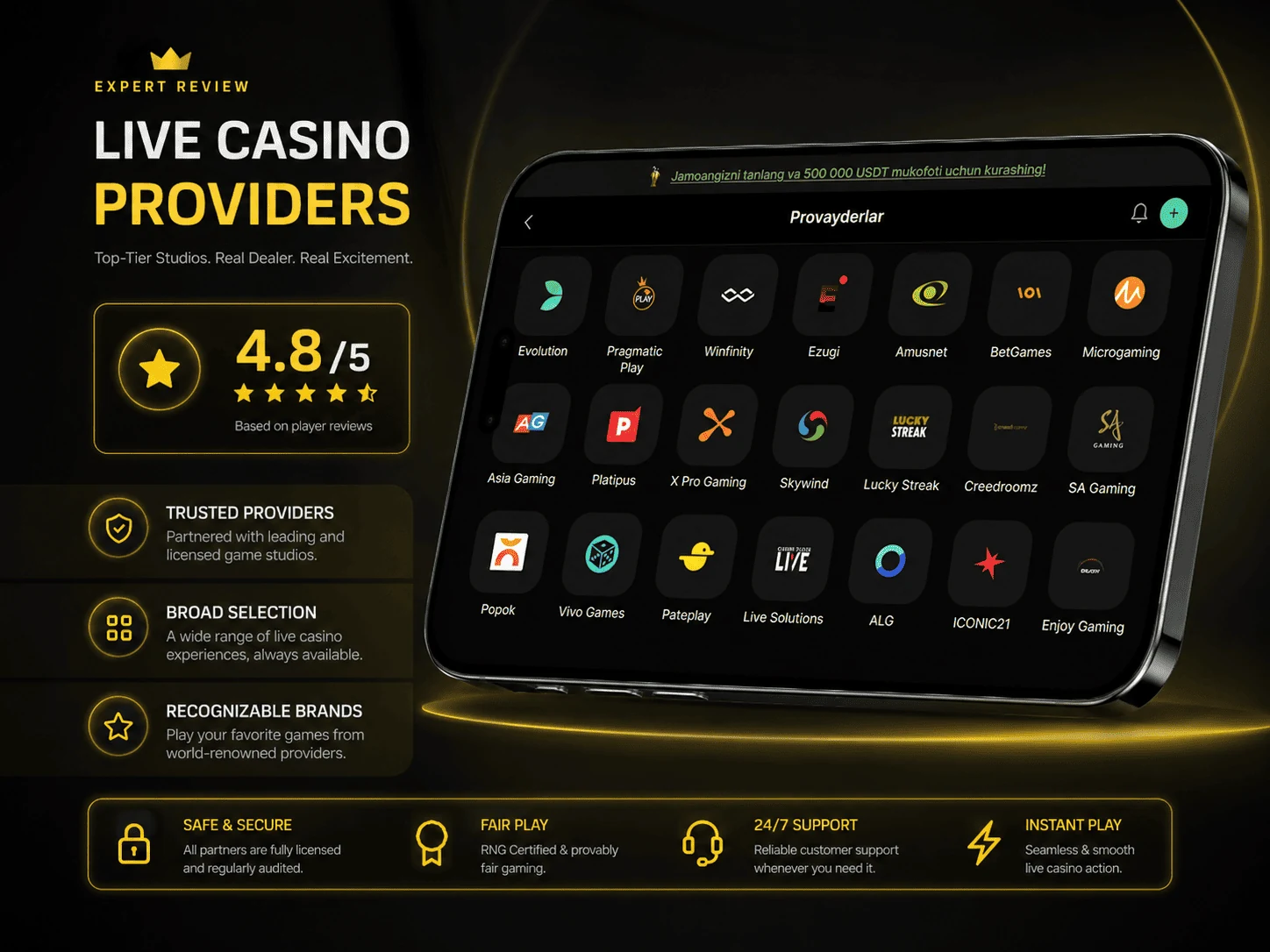 Parimatch Uzbekistan live casino providers review image in English