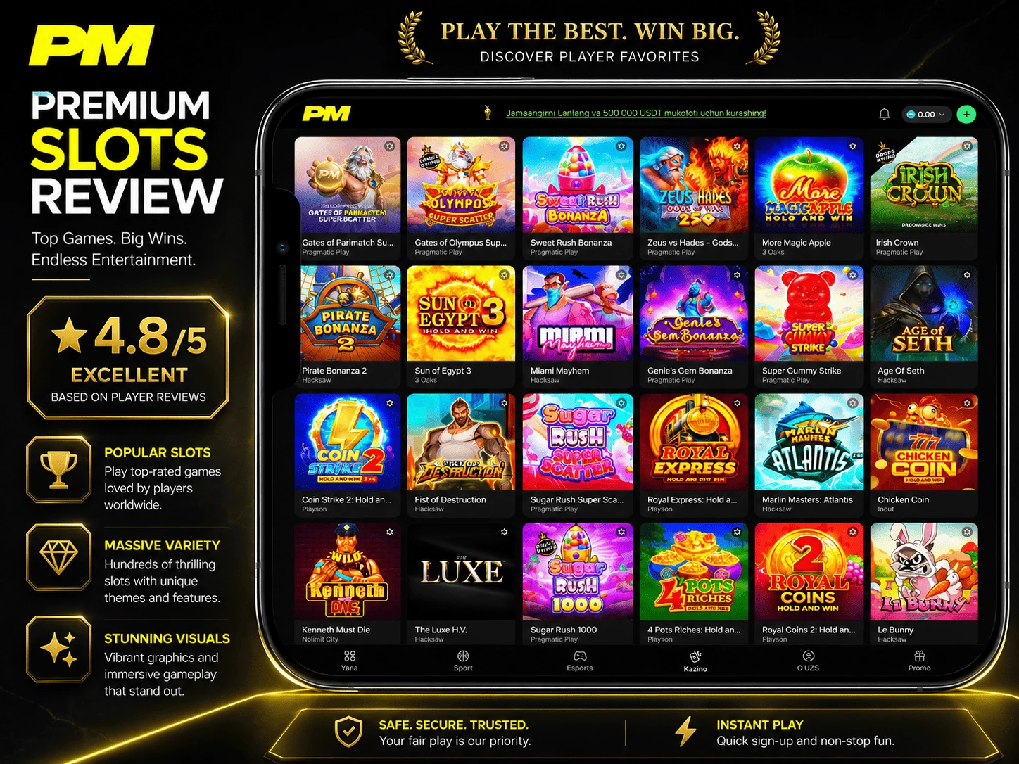 Parimatch Uzbekistan premium slot review review image in English