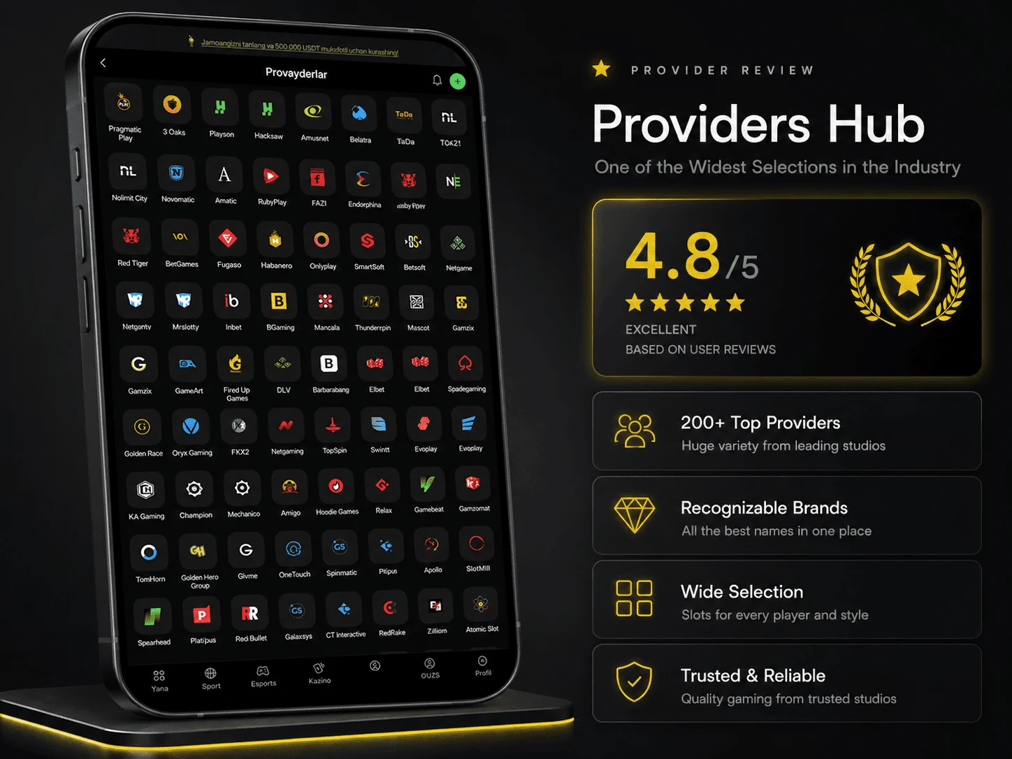 Parimatch Uzbekistan providers hub review image in English
