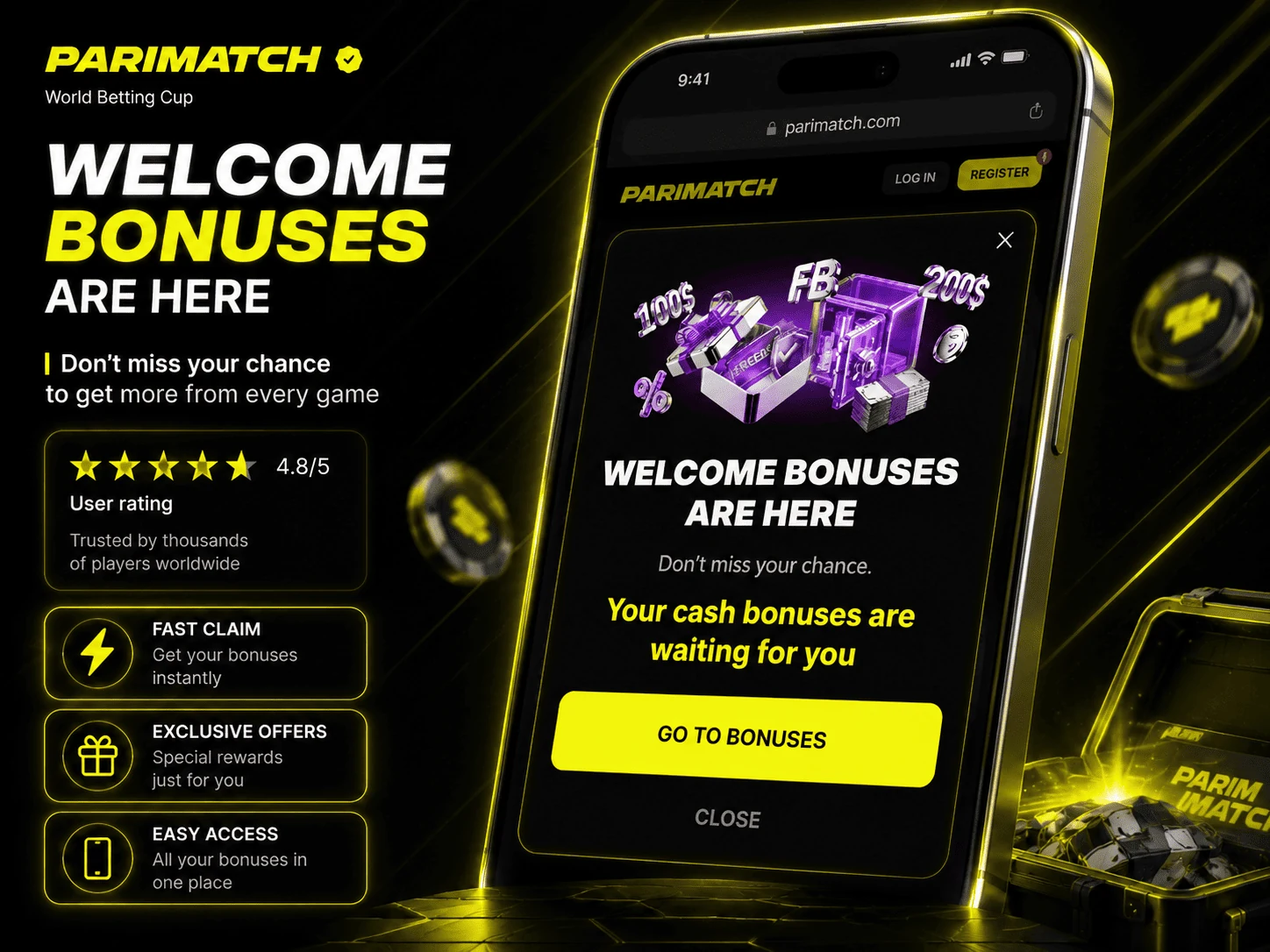 Parimatch Uzbekistan bonuses overview review image in English
