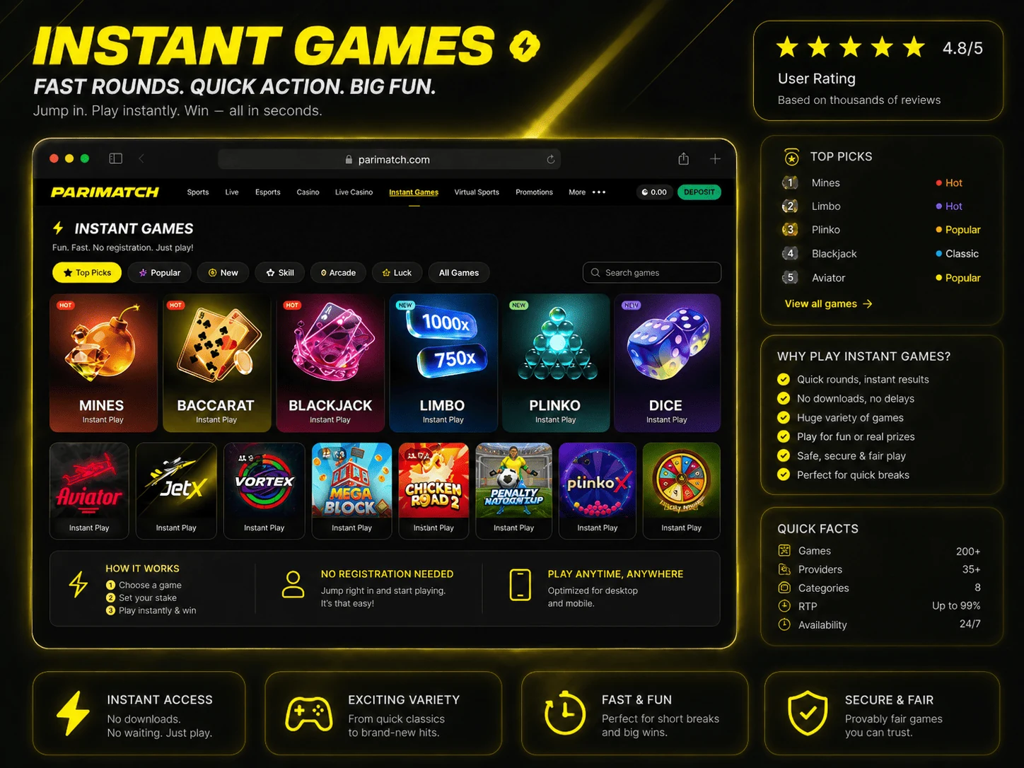 Parimatch Uzbekistan instant games review image in English