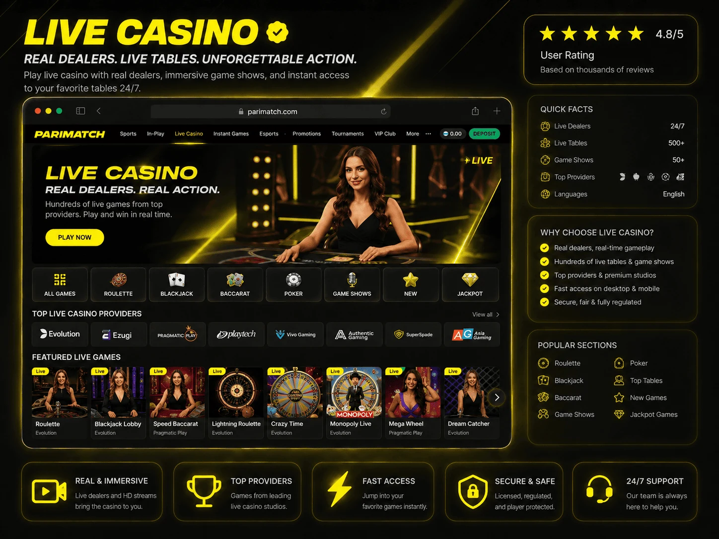 Parimatch Uzbekistan live casino review review image in English