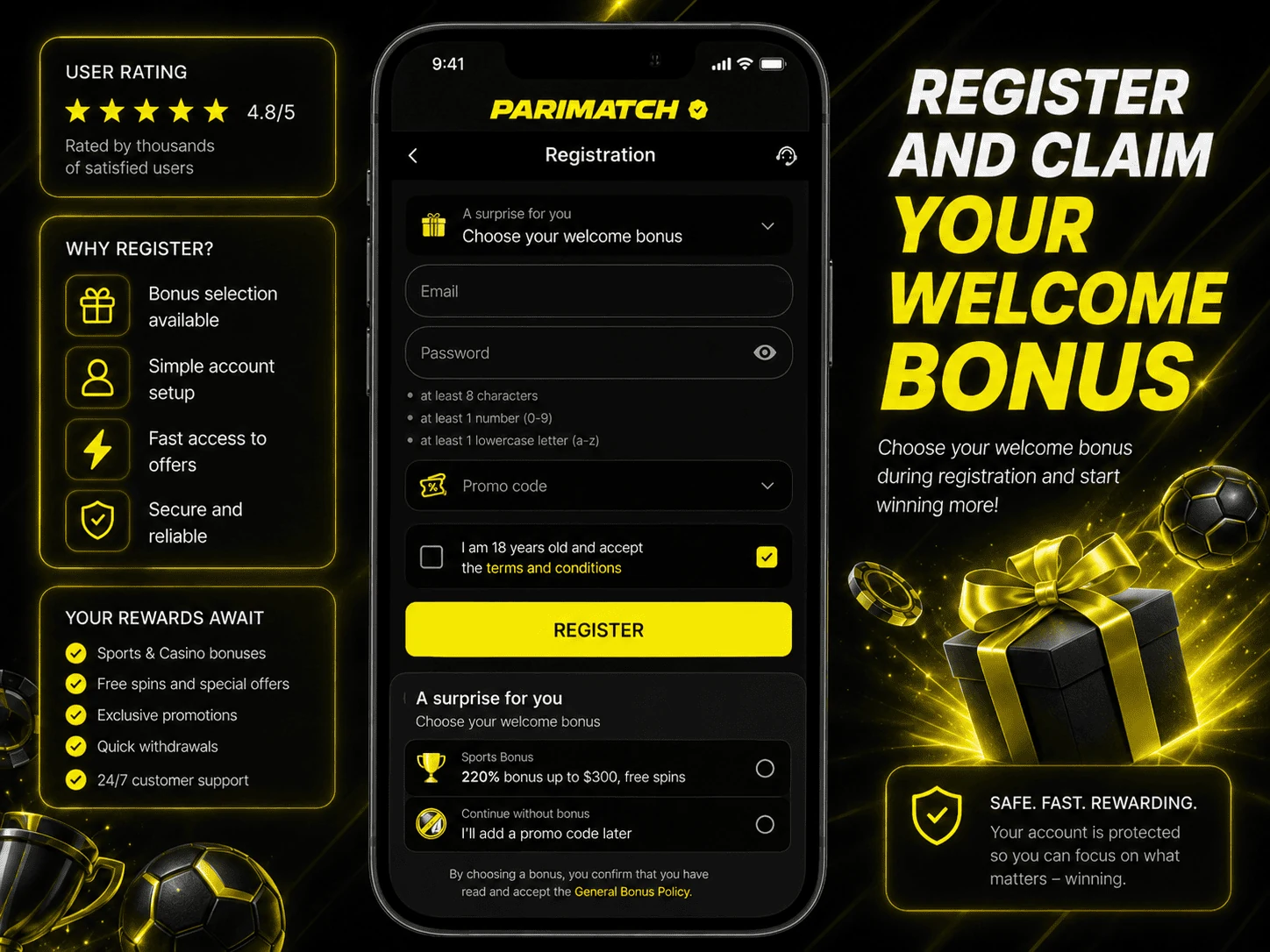 Parimatch Uzbekistan welcome bonus review image in English