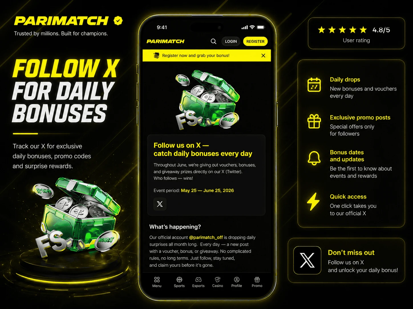 Parimatch Uzbekistan x bonus review image in English